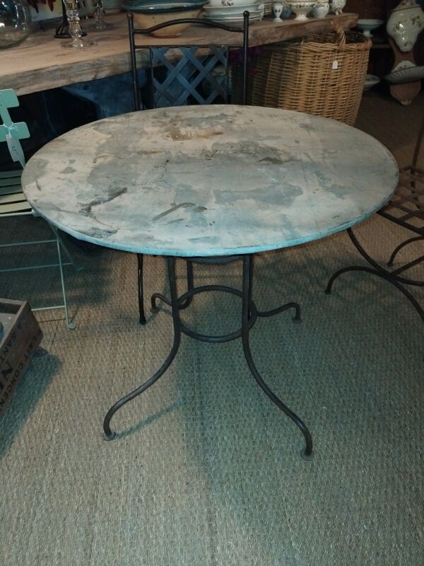 Table de jardin fer forgé et zinc