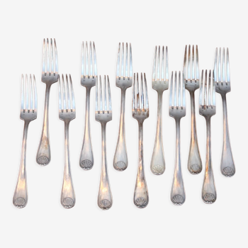 Set of 12 silver metal forks