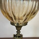 Bronze lamp and amber globe circa 1900