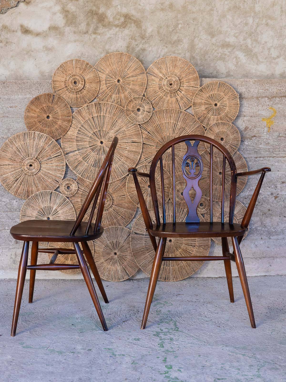 🏡✨ SUPERB SET OF CHAIRS & ARMCHAIRS IN WOOD – ENGLISH ERCOL ✨🏡