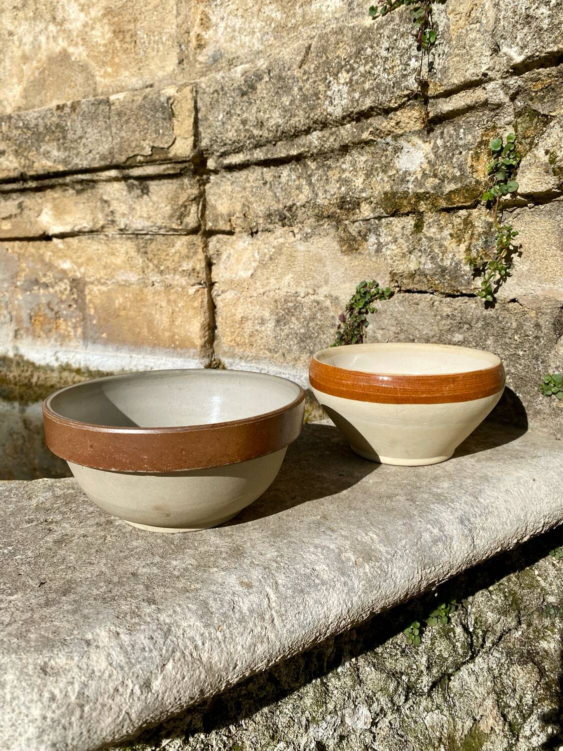 Antique stoneware salad bowls