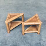 Handcrafted Bamboo Corner Table Set, 1970s, Set of 2