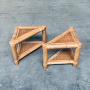 Handcrafted Bamboo Corner Table Set, 1970s, Set of 2