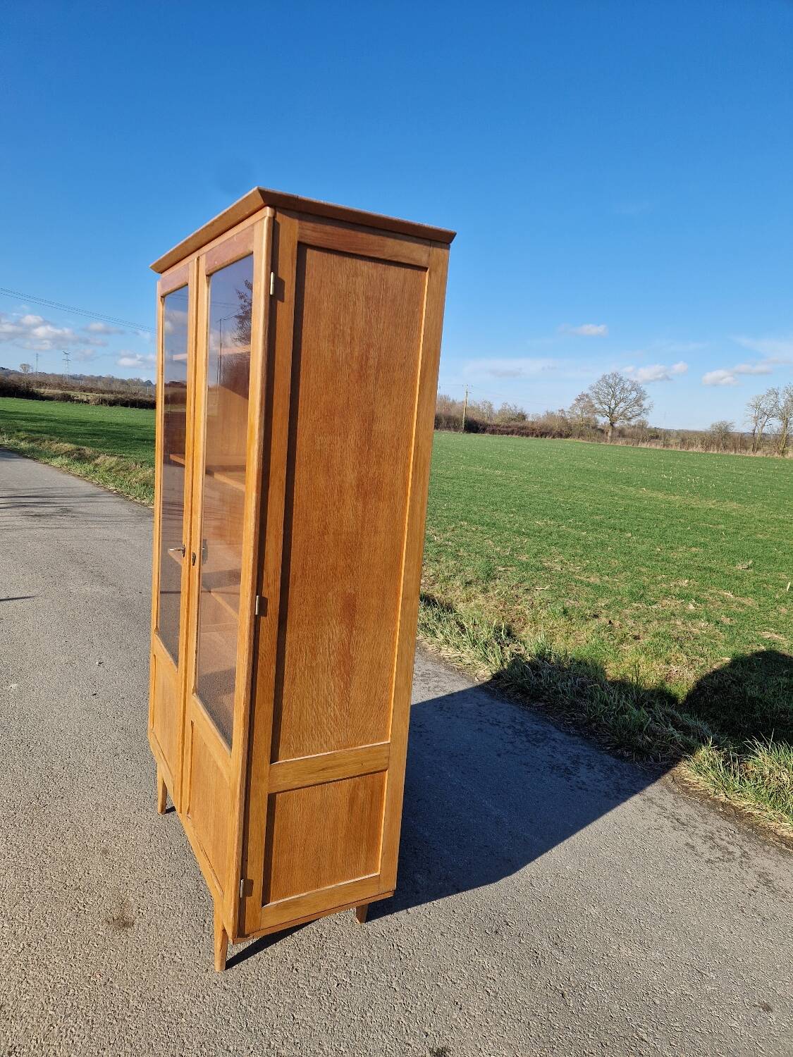 Ancienne Armoire Bibliothèque Parisienne Vitrée Pied Compas