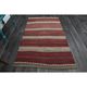 1970s Vintage Turkish Oushak Handmade Wool Cotton Red Runner Rug 125x205