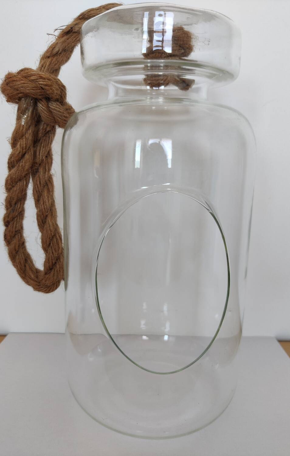 Large hanging glass vase