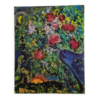 Affiche d'après Marc Chagall "Âne bleu aux fleurs", 82 cm par 64 cm