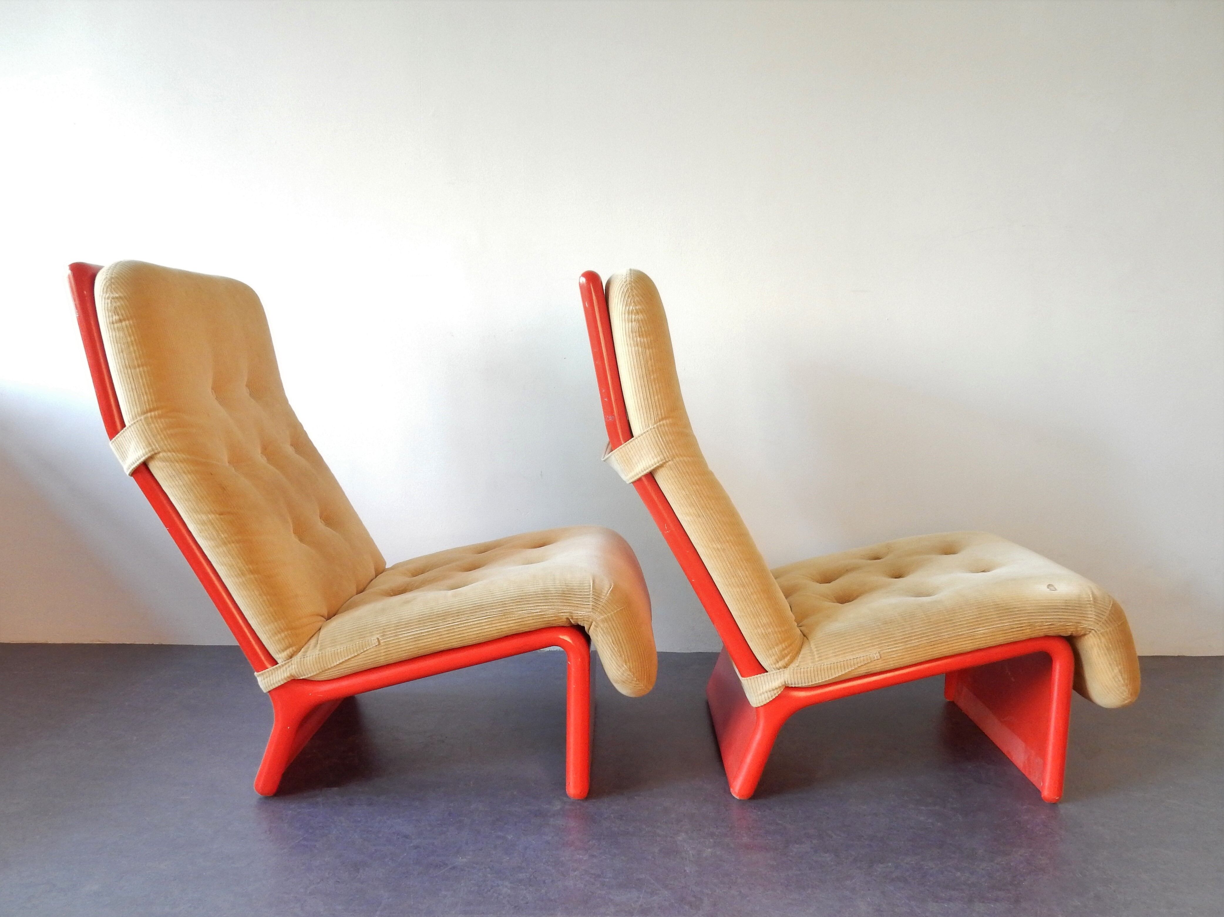 Set of 2 rare lounge chairs for Cado, Denmark 1960