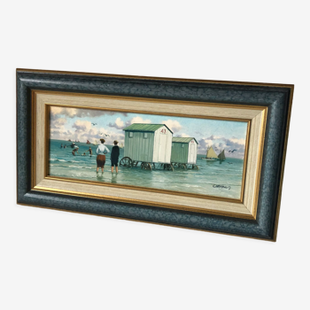 Oil on cardboard from Cartahu Bathing cabins