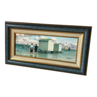 Oil on cardboard from Cartahu Bathing cabins