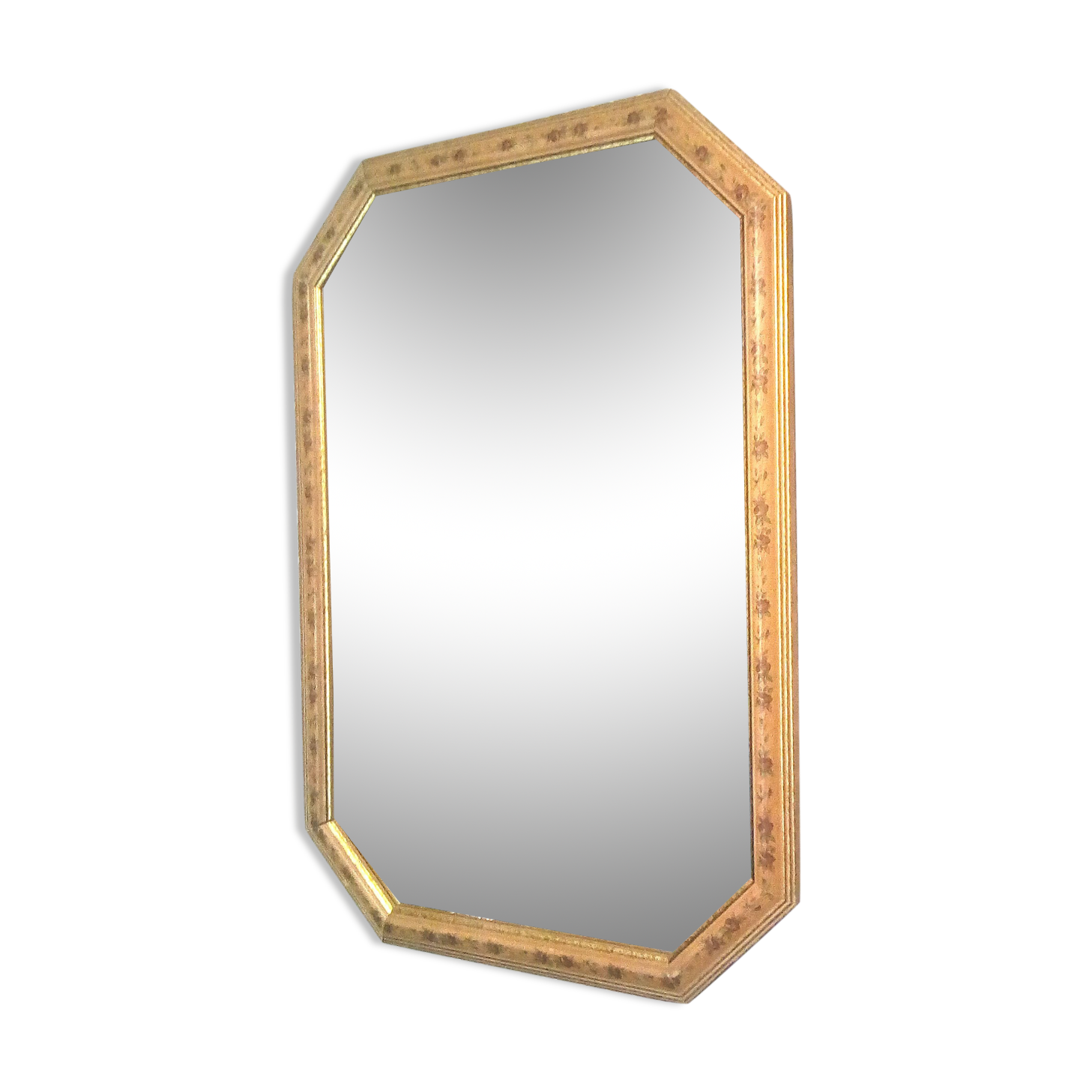 Miroir octogonal en bois clair biseauté