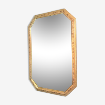 Miroir octogonal en bois clair biseauté