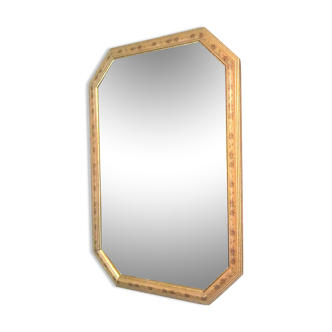 Miroir octogonal en bois clair biseauté