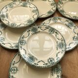 Series of 8 old flat plates Terre de Fer
