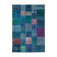 Handwoven anatolian contemporary 204 cm x 300 cm blue patchwork carpet
