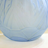 Art Deco ball vase, frosted blue glass