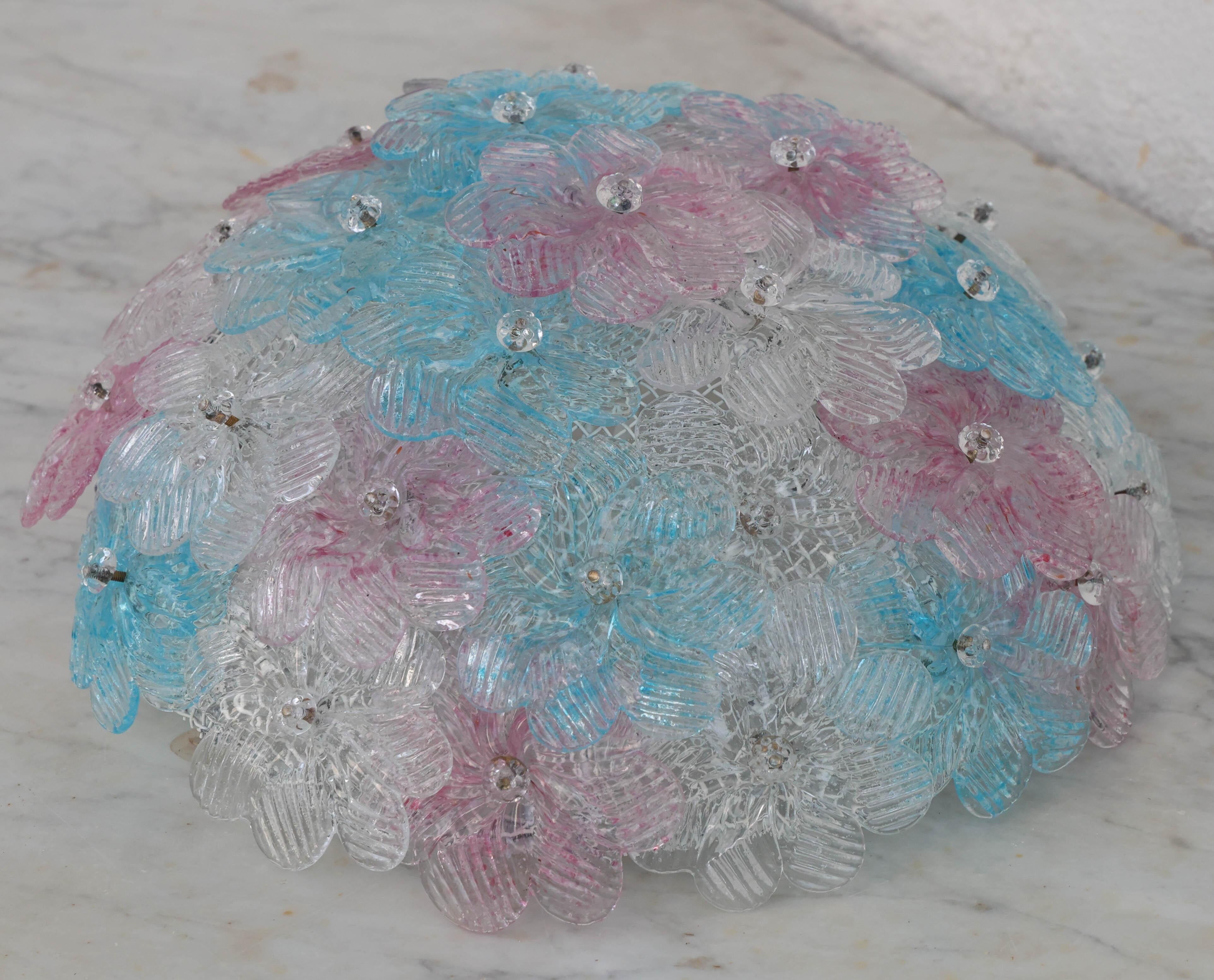 Lustre multicolore Murano Fleur par Seguso pour Venini, Italie, années 1960.