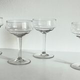4 champagne glasses blown glass 1930