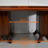 Rectangular table in solid mahogany and plated 1930/1940