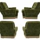 Ensemble de 2 chaises/fauteuils simples vintage verts à franges