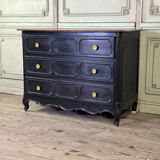 Louis XV oak chest of drawers, black patina, 18th century