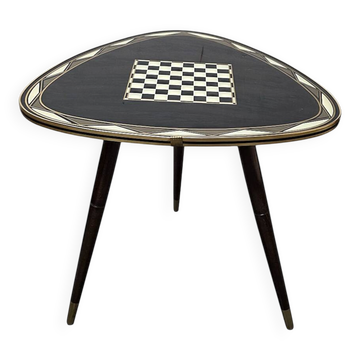 Table d'appoint d'échecs vintage des années 50/60 – Formica trépied