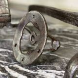 Pair of wrought iron candlesticks, 18th century