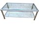 1970s living room table, brushed aluminium and gold metal, bevelled glass.
