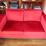Completely renovated red velvet sofa