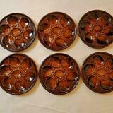 Set of 6 Vintage French Majolica Oyster Plates by St Clements France
