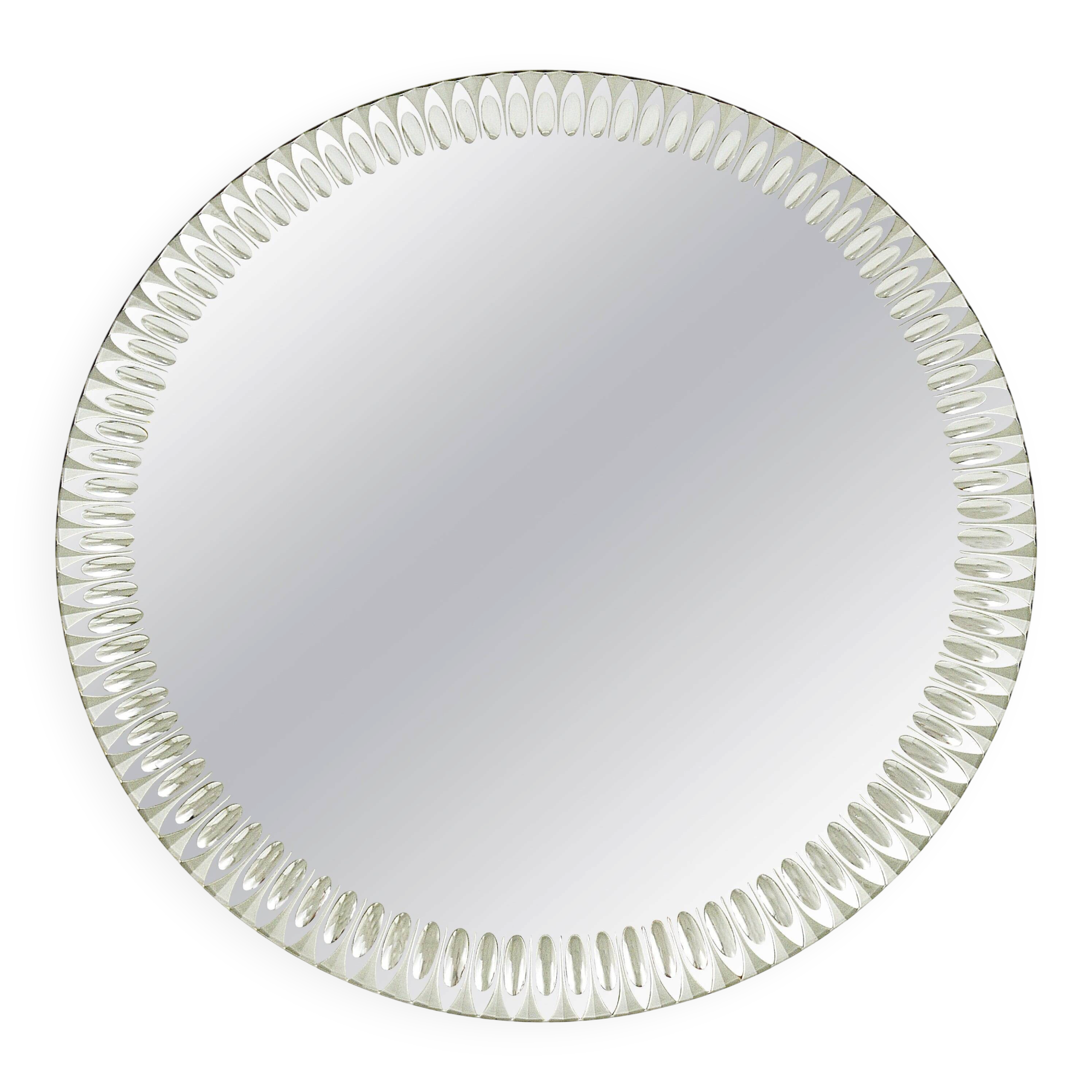 Miroir Mural Rond Facetté Effet Optique Cristal Arte Exceptionnel, Italie, Années 1960