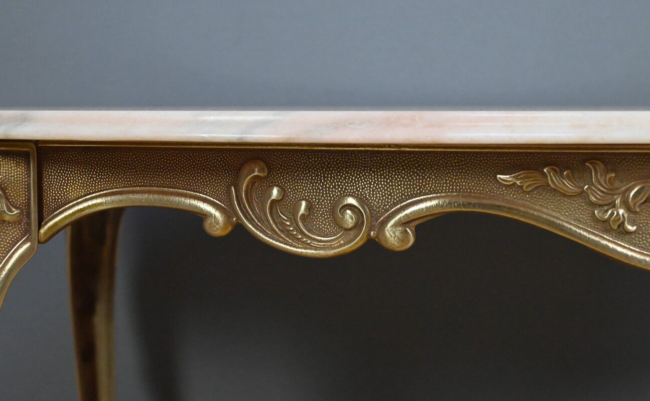 Marble and brass coffee table, Louis XV style – mid 20th century