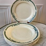set of 5 large flat plates in Terre de Fer Longchamp model Belleville late 19th century
