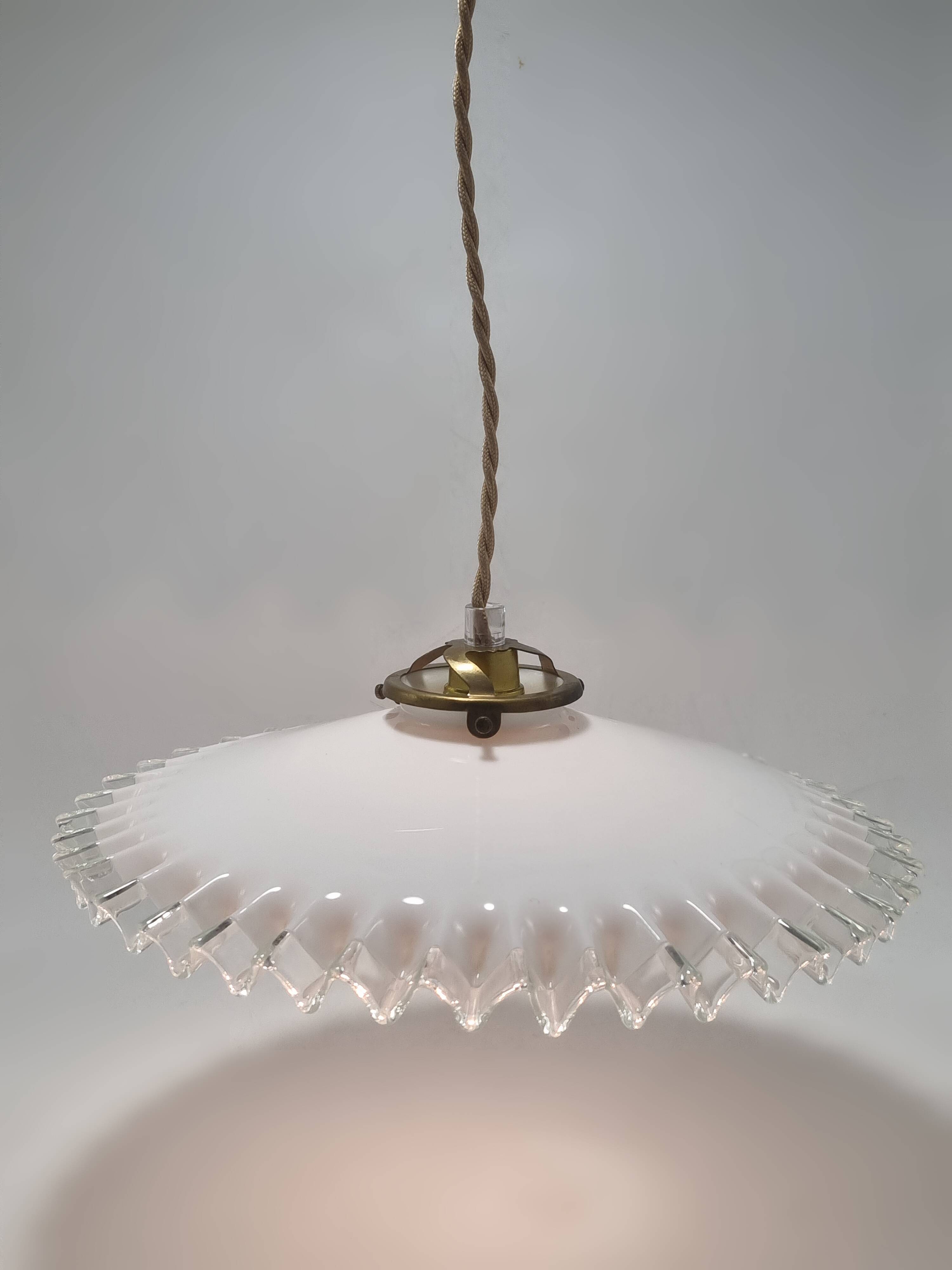 Opaline glass pendant light