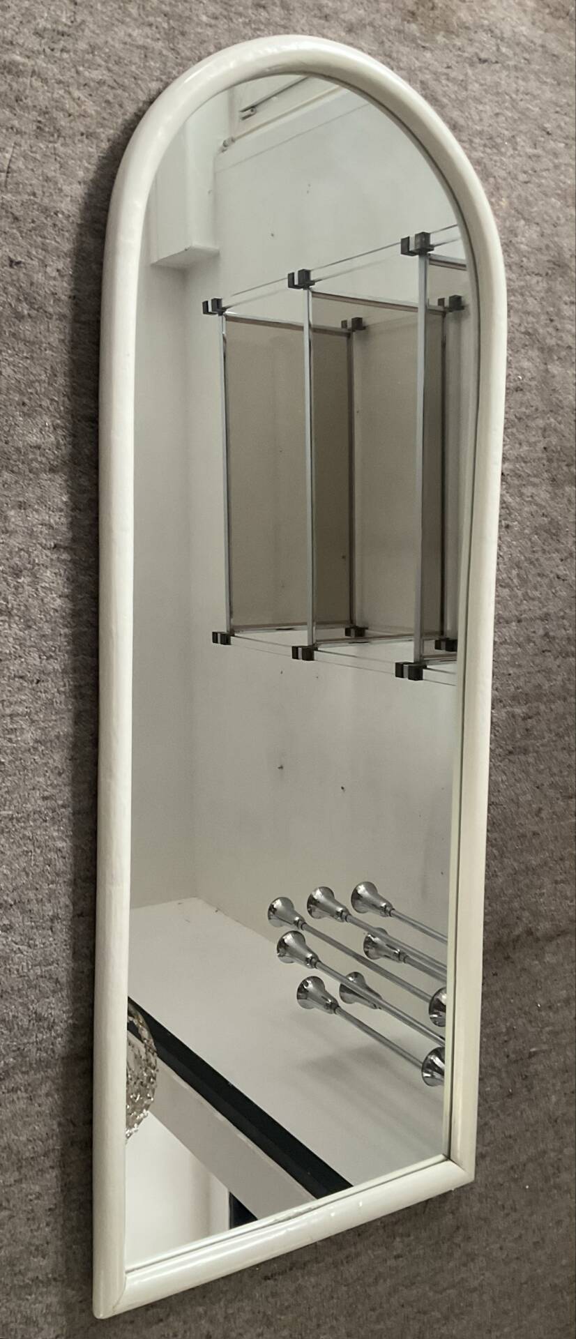 Large vintage mirror in stained white wood