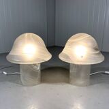 Lampes de table en verre champignon Peill & Putzler des années 1970