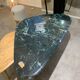 Coffee table marble top green feet black lacquer and brass