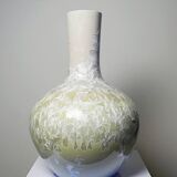 Large globular porcelain vase with crystalline enamels, Jingdezhen Zhi, vintage