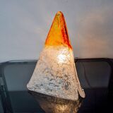 “Pyramid” lamp by Mazzega, orange frosted Murano glass, Italy, 1970