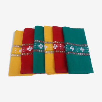 6 Multicolored Basque cross napkins