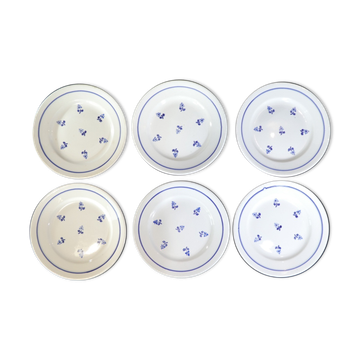 6 assiettes a dessert en faience nouvelle modele geneve petite fleur bleu