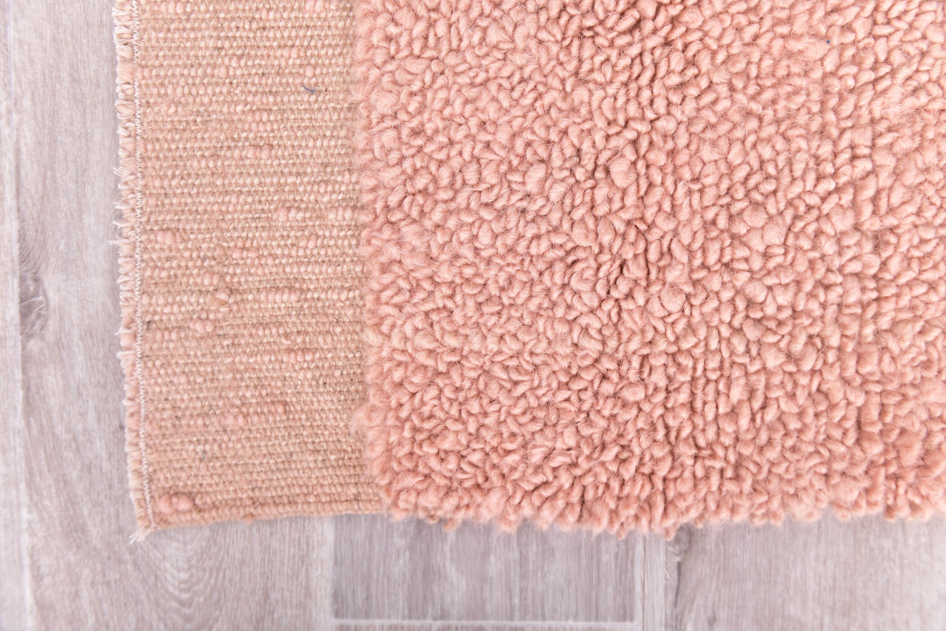 %100 Rose Pink Wool Vintage Runner Rug 67x215Cm