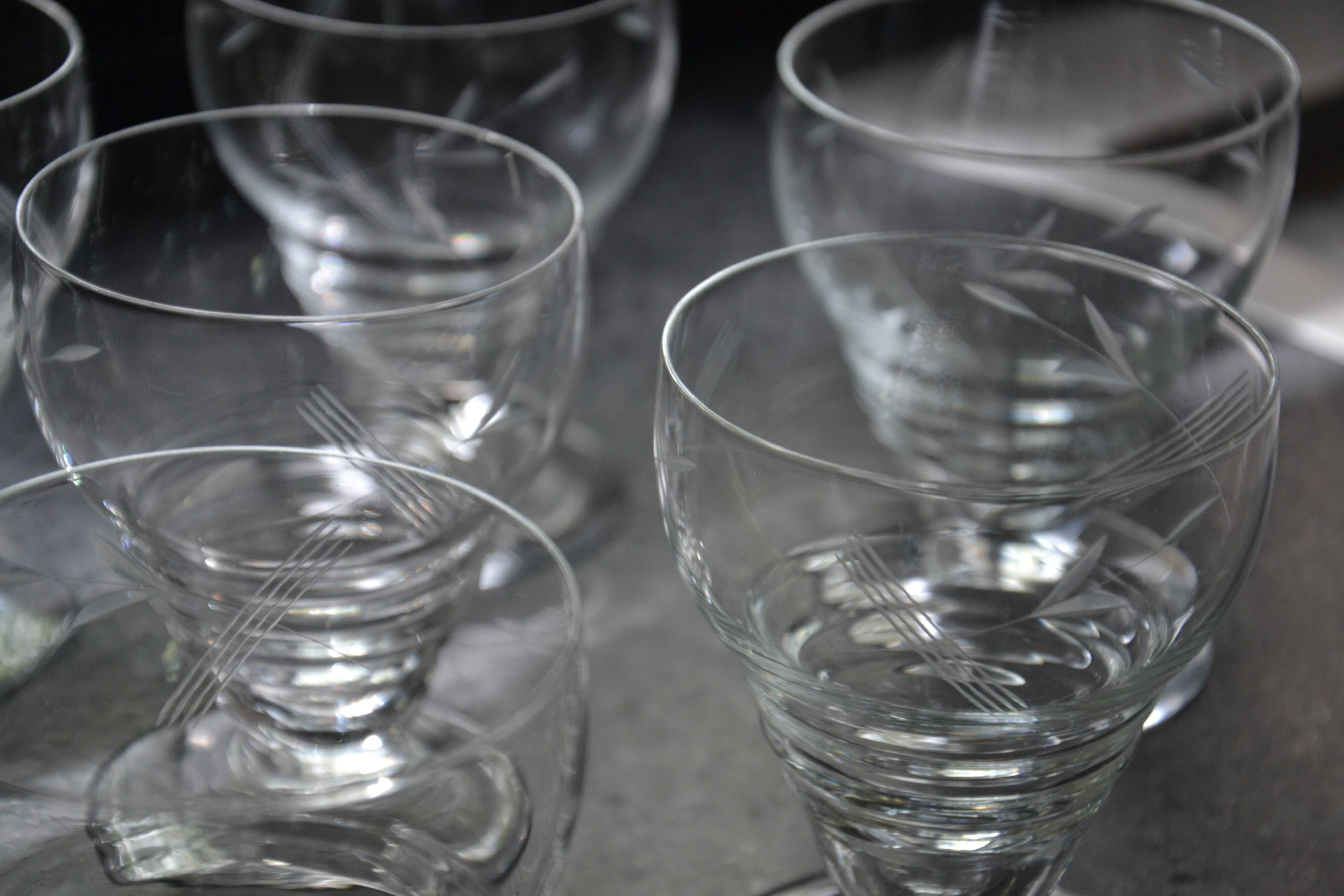 6 old champagne glasses