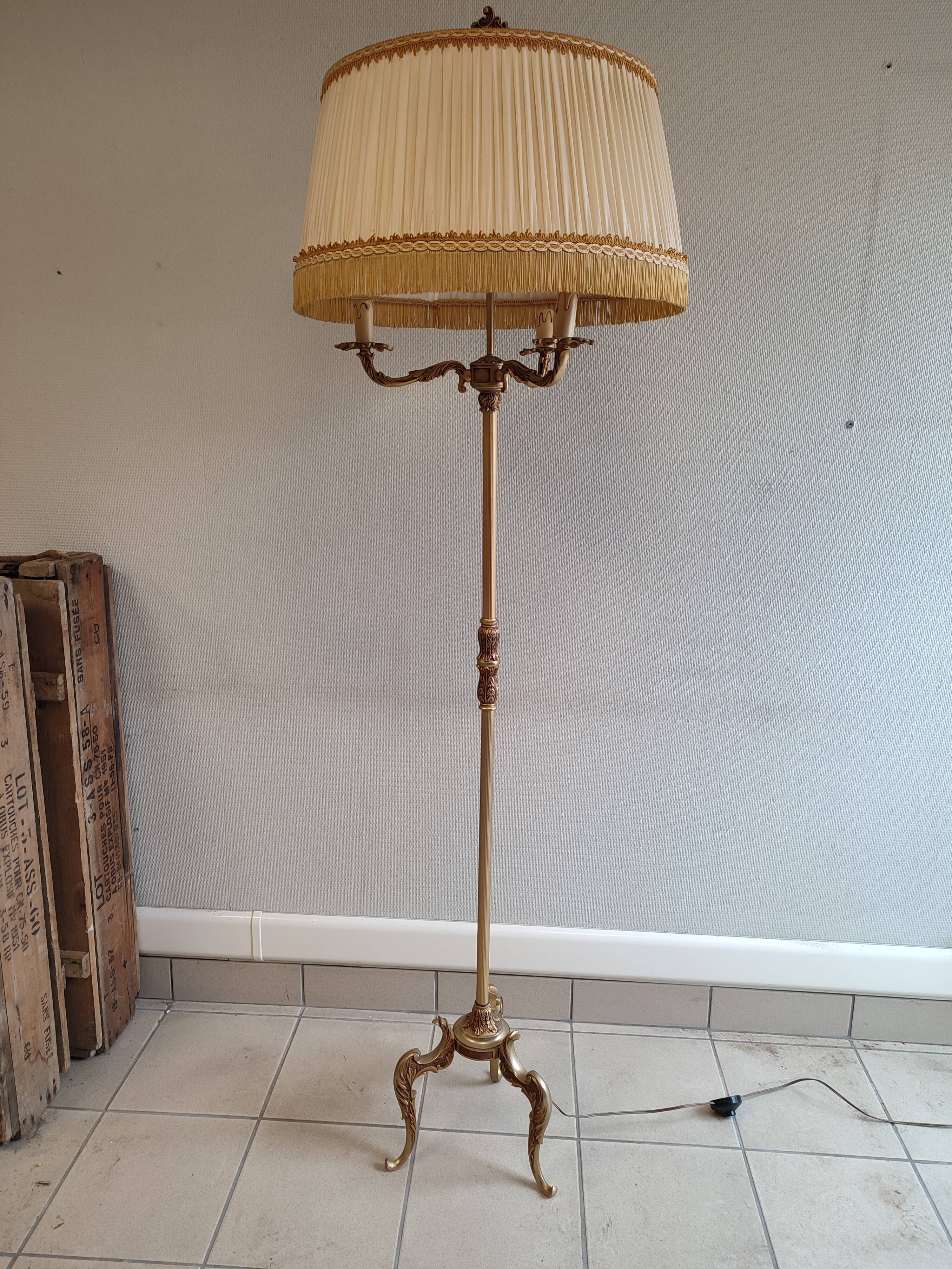 Brass and bronze floor lamp three arms