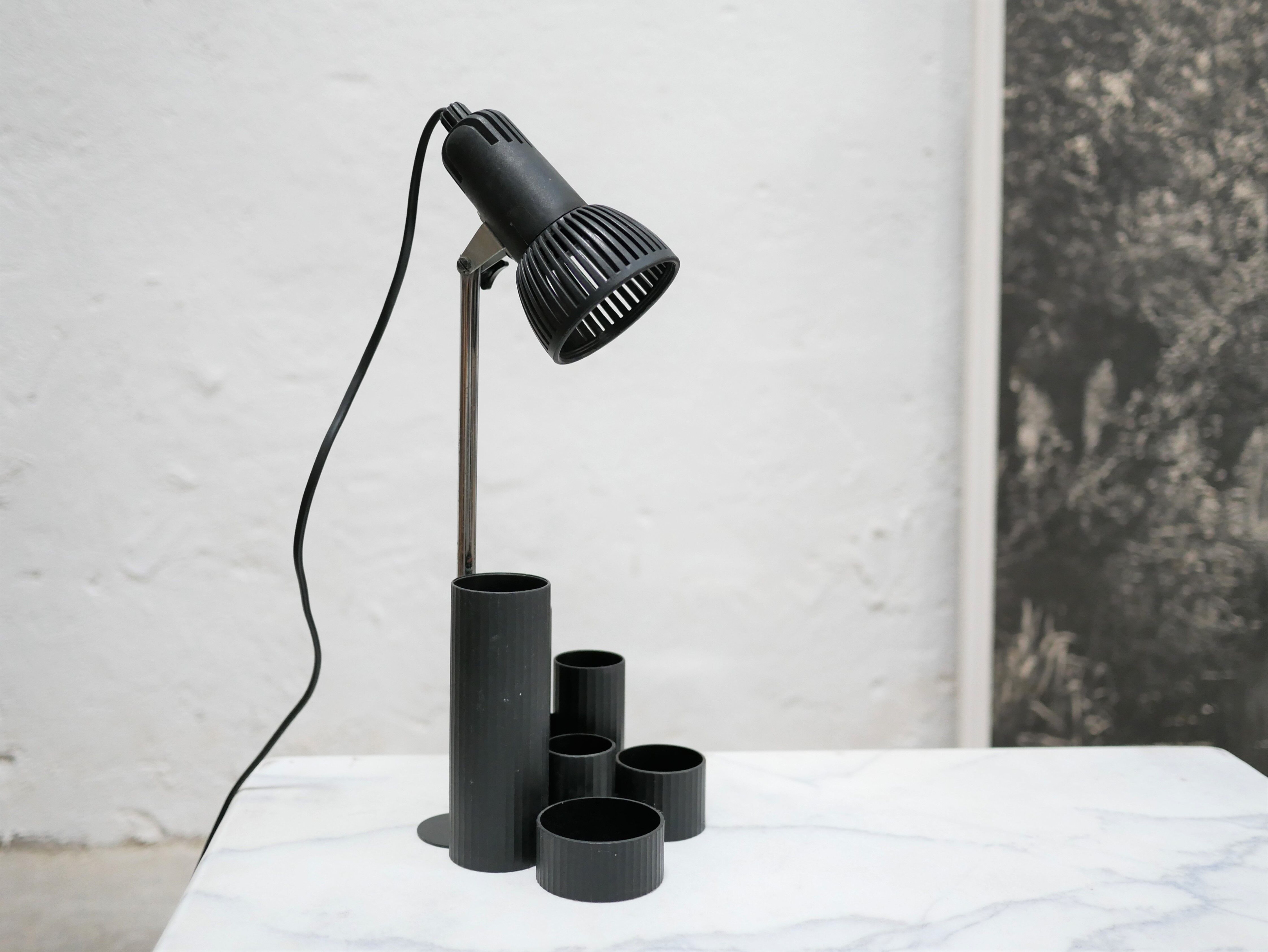 Vintage black desk lamp with pencil holder
