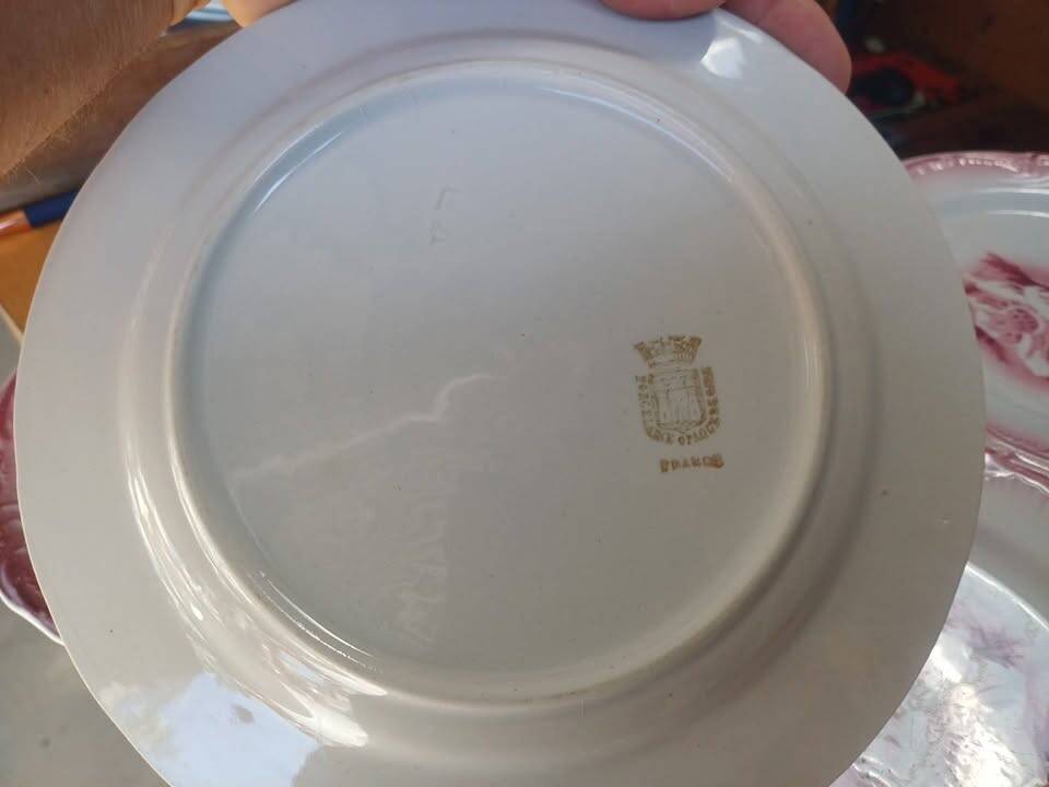 Lot of 5 antique opaque porcelain plates.