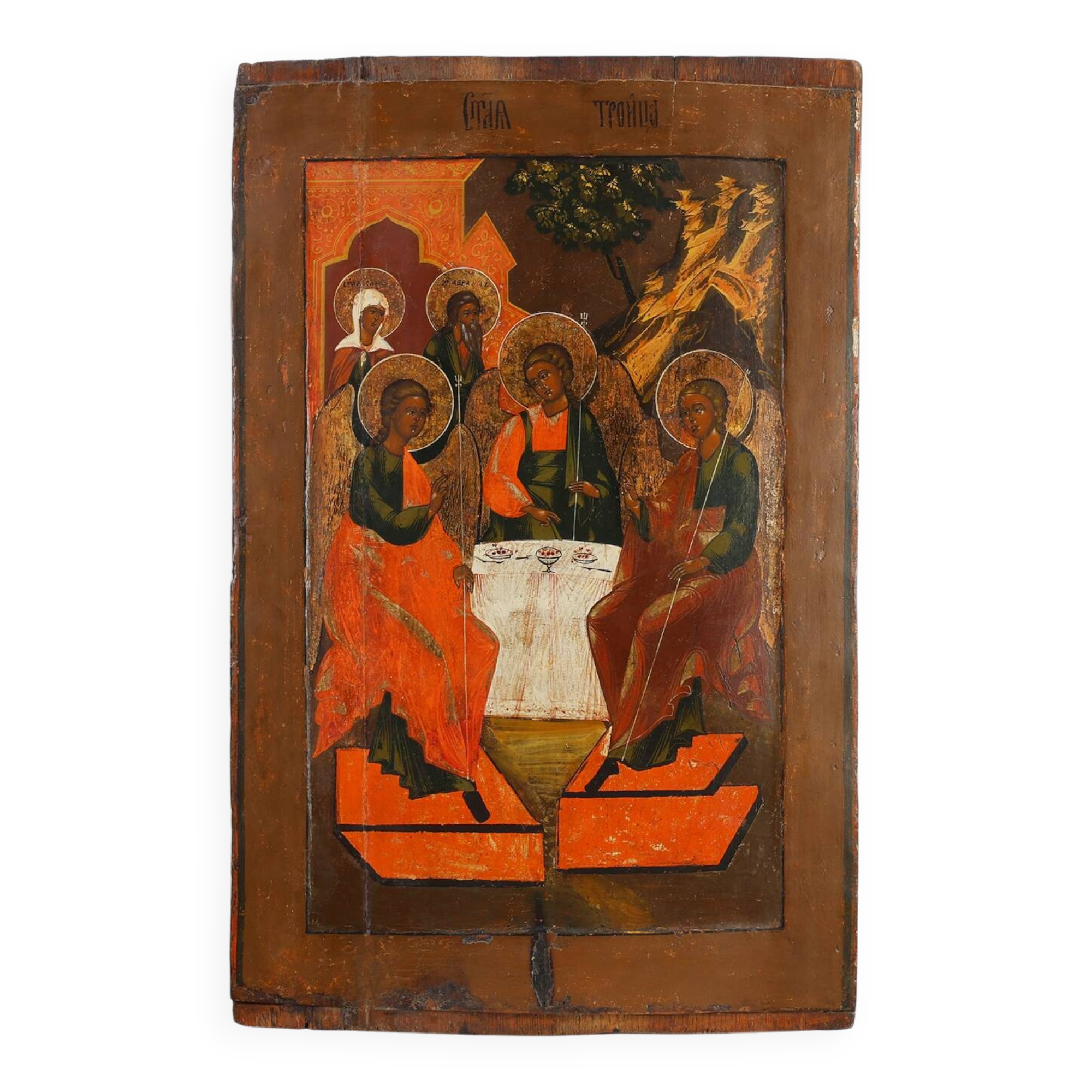 Large Russian Religious Icon “The Holy Trinity”, 18th Century