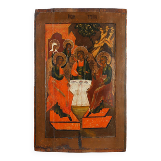 Large Russian Religious Icon “The Holy Trinity”, 18th Century