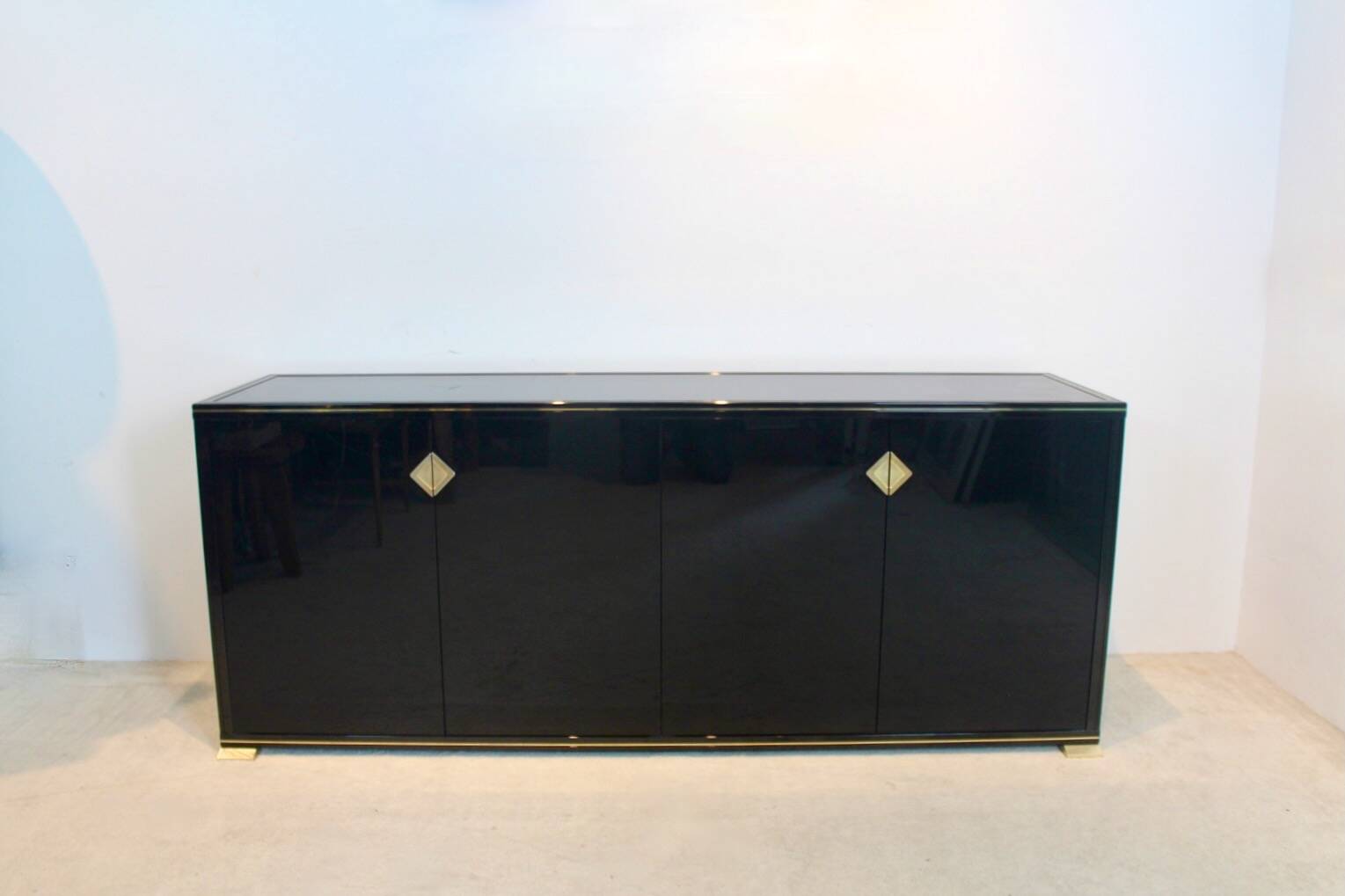 Pierre Vandel Paris Black Lacquered French Sideboard