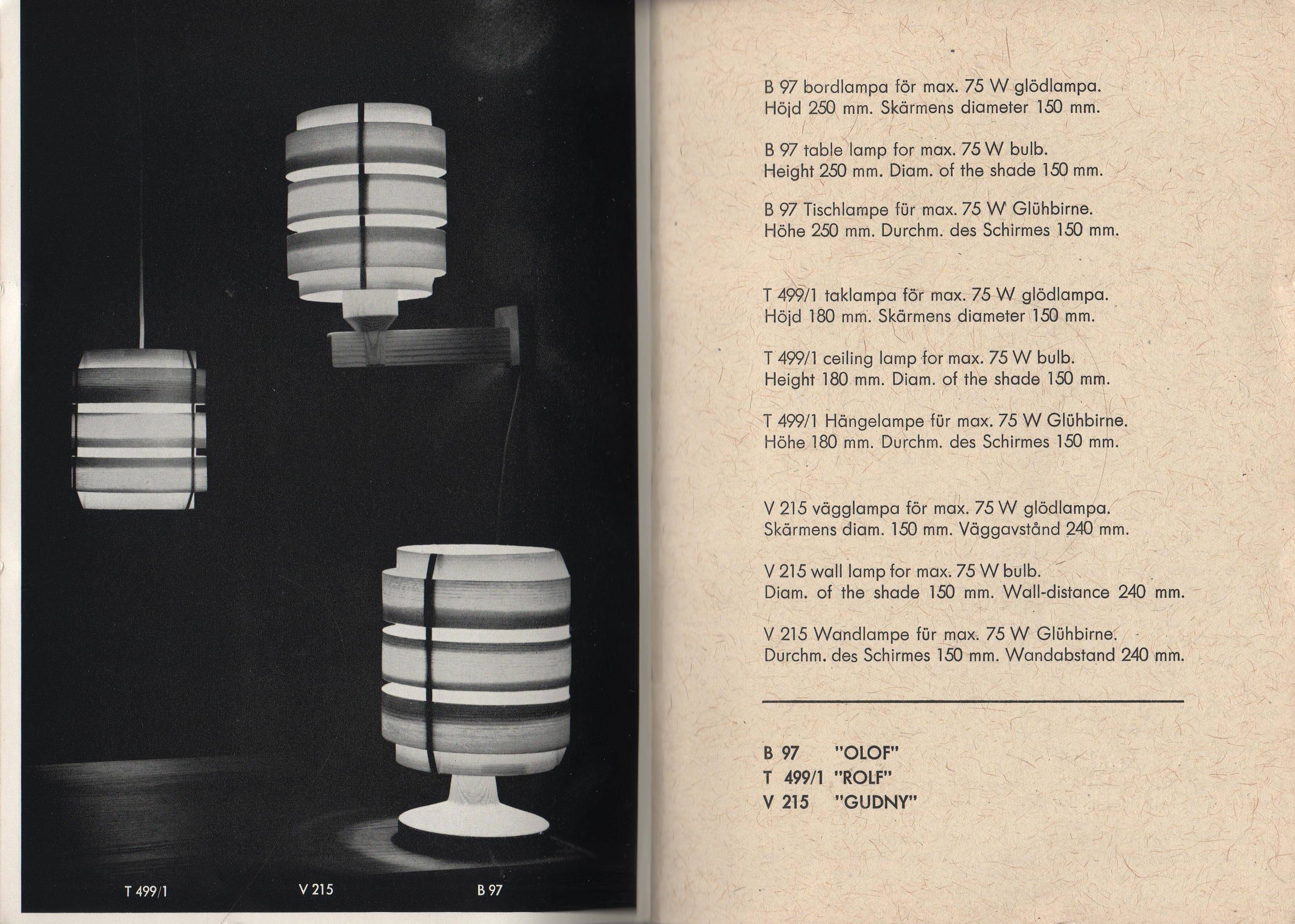 Pine veneer pendant light T499/1 "Rolf" by Hans-Agne Jakobsson for Ellysett AB. Sweden 1960s